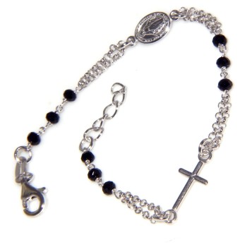 NSA|Rosary bracelet Silver 925 miraculous Madonna, cross and black crystal 16,50 19,00