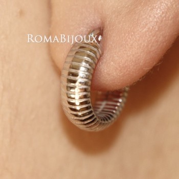 NSA|Argento 925 : orecchini donna uomo anelle cerchi scattino lavorati righe orizzontali