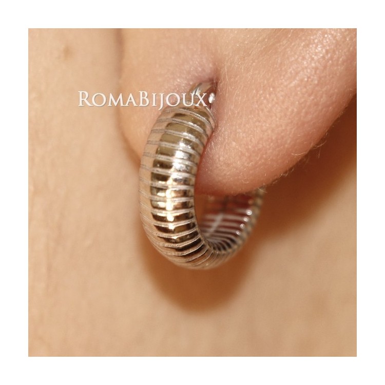 NSA|Argento 925 : orecchini donna uomo anelle cerchi scattino lavorati righe orizzontali