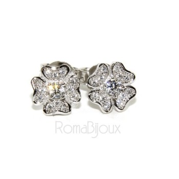 NSA|925: Women's earrings clover pave 'of white cubic zirconia microsetting