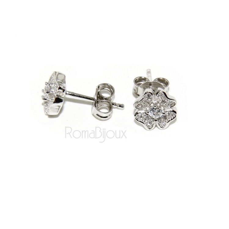 NSA|925: Women's earrings clover pave 'of white cubic zirconia microsetting