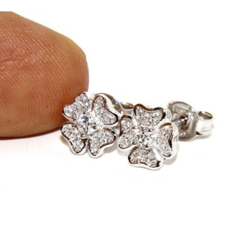 NSA|925: Women's earrings clover pave 'of white cubic zirconia microsetting