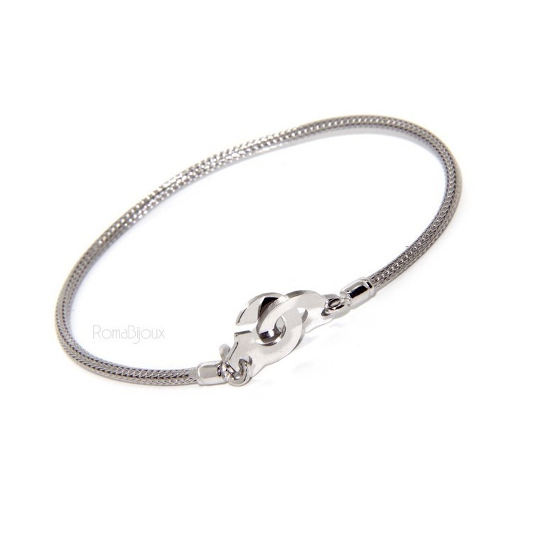 NSA|Argento 925 : bracciale o collana donna uomo fox tail cavetto con manette dell'amore