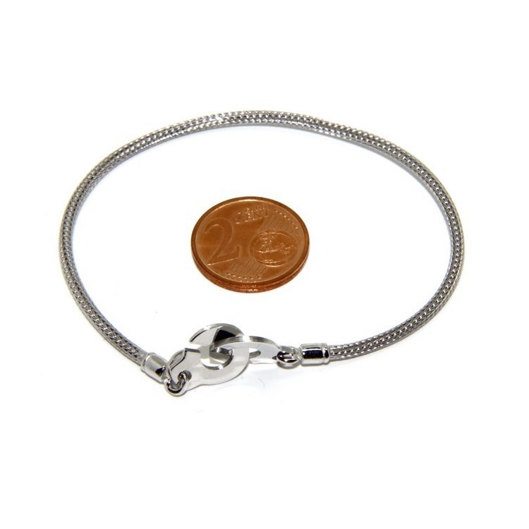 NSA|Argento 925 : bracciale o collana donna uomo fox tail cavetto con manette dell'amore