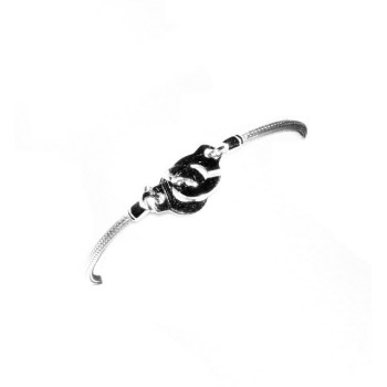 NSA|Argento 925 : bracciale o collana donna uomo fox tail cavetto con manette dell'amore