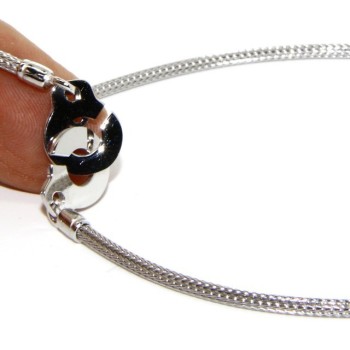 NSA|Argento 925 : bracciale o collana donna uomo fox tail cavetto con manette dell'amore