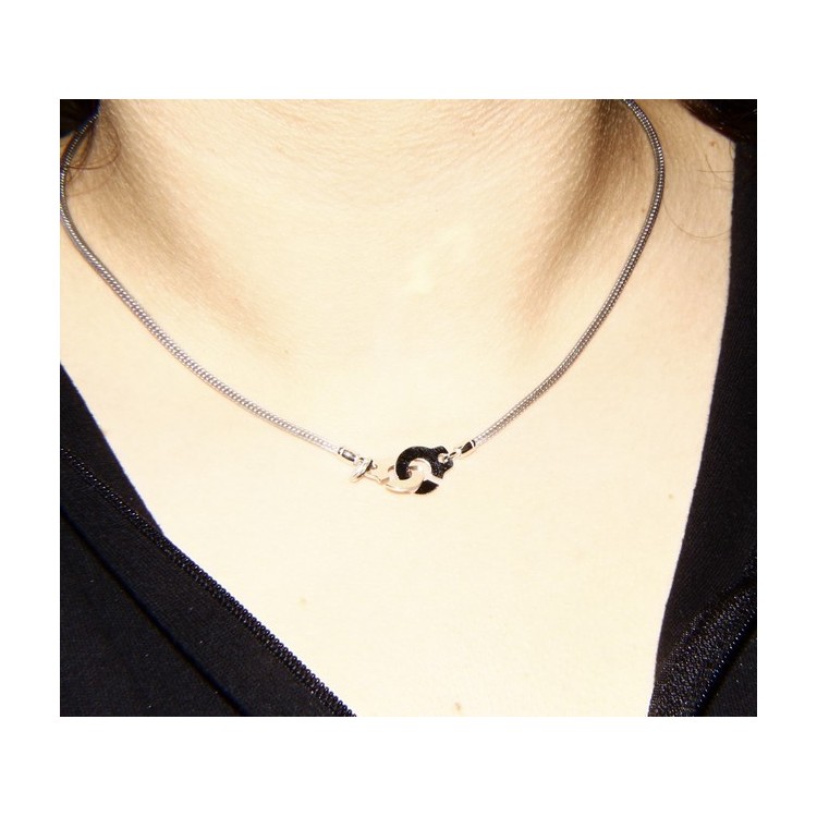 NSA|925: bracelet or necklace woman man fox tail wire with love handcuffs