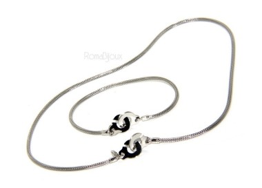 NSA|Argento 925 : bracciale o collana donna uomo fox tail cavetto con manette dell'amore