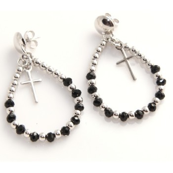 NSA|Argento 925 : orecchini donna rosario palline goccia e croce