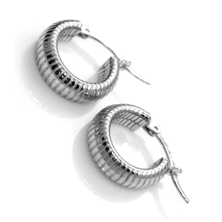 NSA|925 silver bayonet earrings circles with horizontal lines