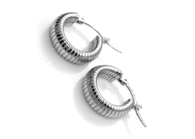 NSA|925 silver bayonet earrings circles with horizontal lines