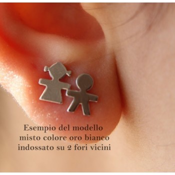 NSA|925 sterling silver earrings: baby boy or baby girl Light gold Yellow and white satin