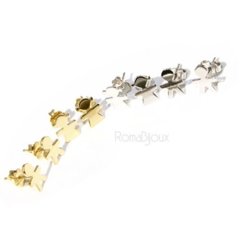 NSA|925 sterling silver earrings: baby boy or baby girl Light gold Yellow and white satin