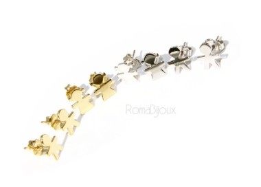 NSA|925 sterling silver earrings: baby boy or baby girl Light gold Yellow and white satin