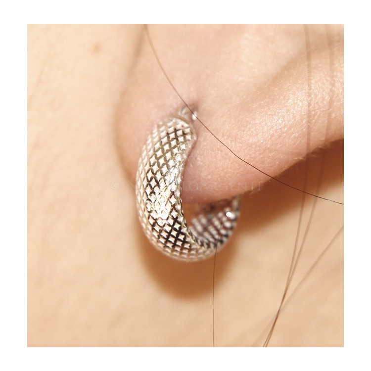 NSA|Argento 925 : orecchini donna uomo anelle cerchi scattino lavorati nido d'ape