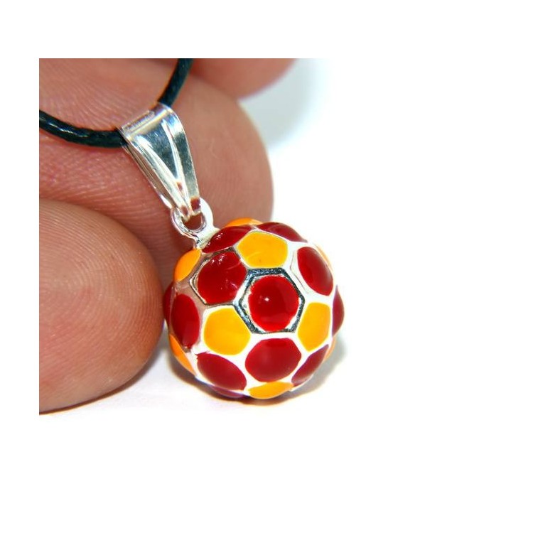 NSA|cioc14 - Argento 925 : Ciondolo uomo donna palla pallone da calcio giallorosso ROMA Made in Italy