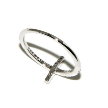 NSA|Argento 925 Rodiato : anello donna con croce microsetting zirconi