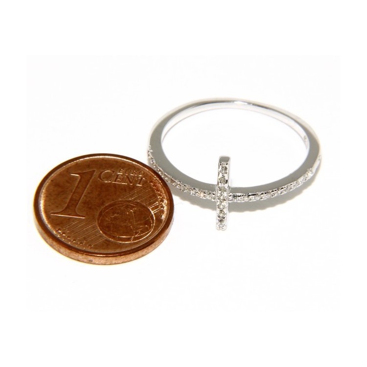NSA|Argento 925 Rodiato : anello donna con croce microsetting zirconi