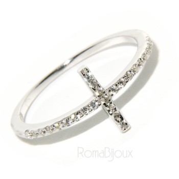 NSA|925 Rhodium-plated: Ring woman with microsetting cross zircons