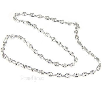 NSA|ARGENTO 925 : Collana girocollo o lunga bracciale maglia marina chiara 6x8, per uomo o donna