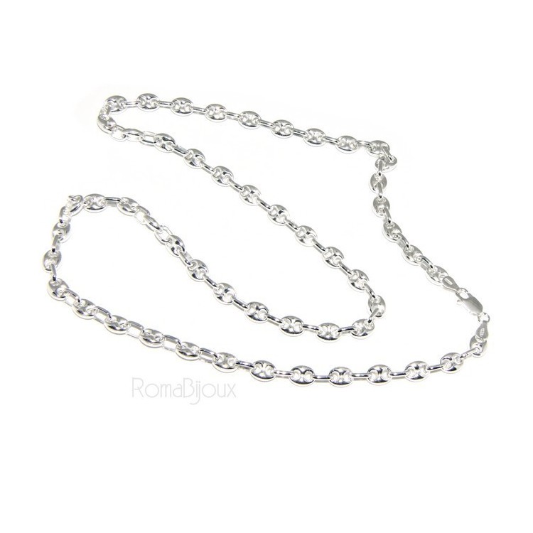 NSA|ARGENTO 925 : Collana girocollo o lunga bracciale maglia marina chiara 6x8, per uomo o donna