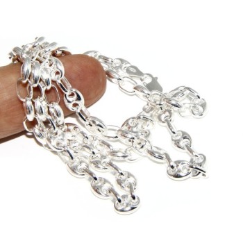 NSA|ARGENTO 925 : Collana girocollo o lunga bracciale maglia marina chiara 6x8, per uomo o donna