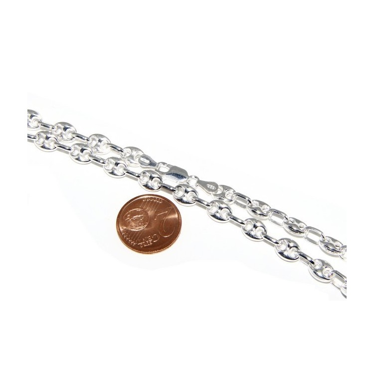 NSA|SILVER 925: Necklace or long clear marine link bracelet 6x8, for men or women