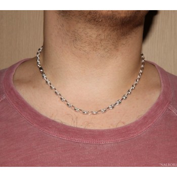 NSA|ARGENTO 925 : Collana girocollo o lunga bracciale maglia marina chiara 6x8, per uomo o donna
