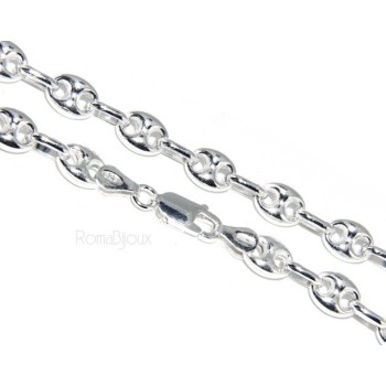 NSA|ARGENTO 925 : Collana girocollo o lunga bracciale maglia marina chiara 6x8, per uomo o donna