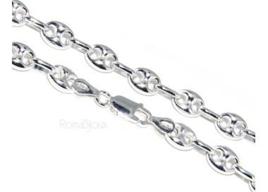 NSA|SILVER 925: Necklace or long clear marine link bracelet 6x8, for men or women