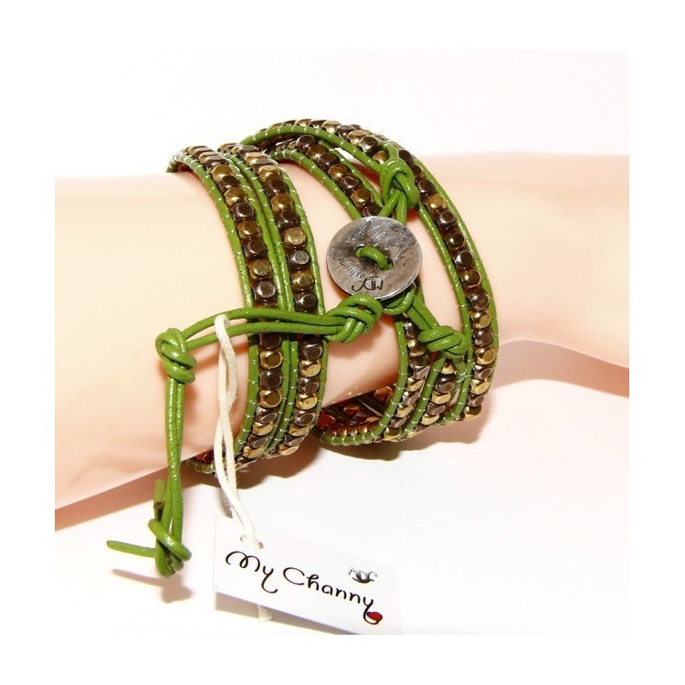 NSA|Argento 925 : Bracciale Uomo Donna HIP HOP semipreziosi cristallo di rocca cuoio piu' giri