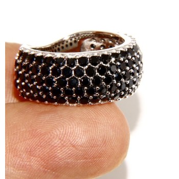 NSA|925 Rhodium: end women ring apron Riviera with 5 blacks zircons file