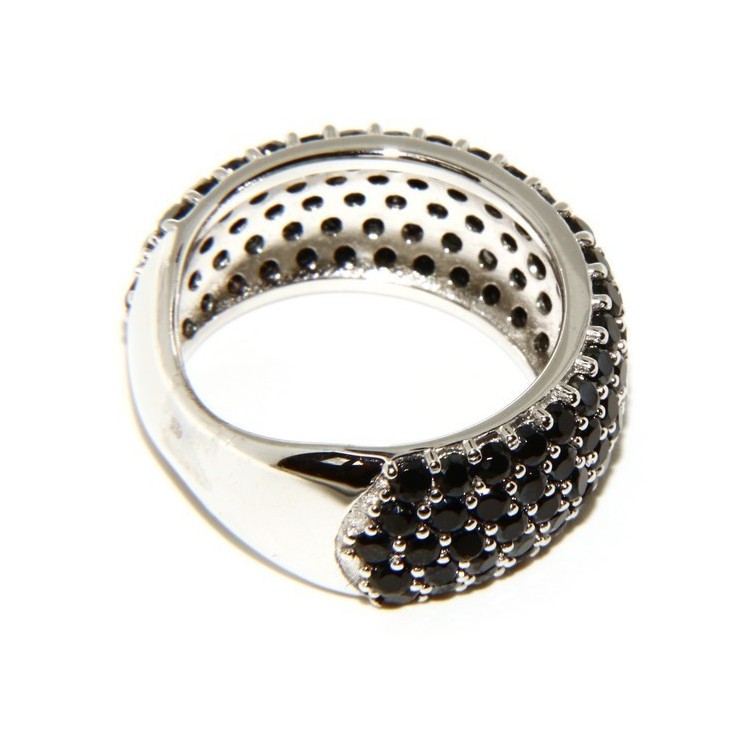 NSA|925 Rhodium: end women ring apron Riviera with 5 blacks zircons file