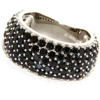 NSA|925 silver ring with riviera band with 5 rows of black zircons size 15