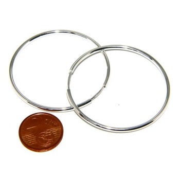 NSA|Argento 925 : orecchini donna anelle cerchi boccole lisce chiare classiche 46 mm