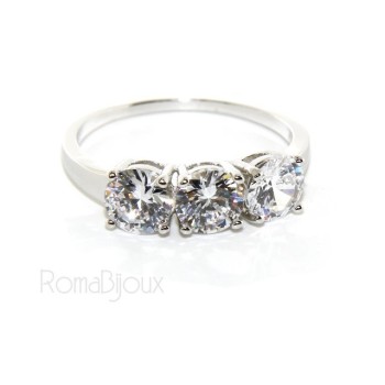 NSA|925 Rhodium: Trilogy with white zirconium 0.6 brilliant cut