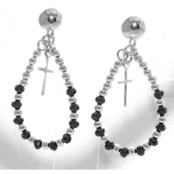 NSA|Argento 925 : orecchini donna rosario palline goccia e croce