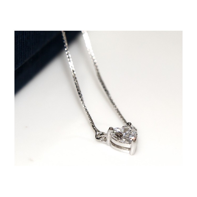 NSA|Argento 925 : Collana Collier donna punto luce brillante zircone 6x6 cuore