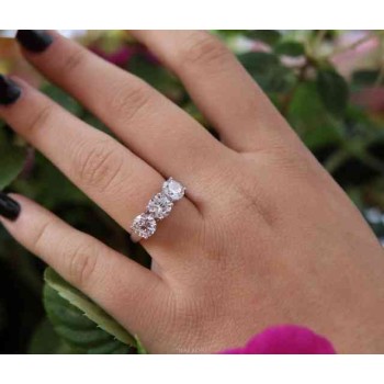 NSA|925 Rhodium: Trilogy with white zirconium 0.6 brilliant cut