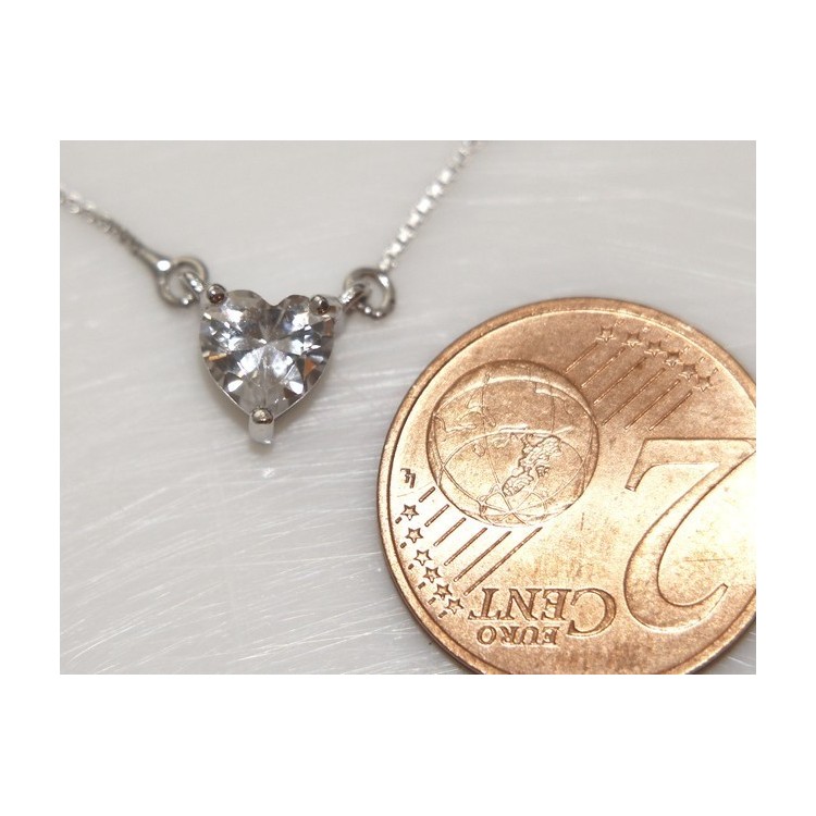 NSA|Argento 925 : Collana Collier donna punto luce brillante zircone 6x6 cuore