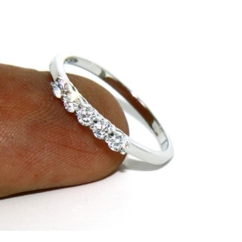 NSA|925 Rhodium: Riviera Women's ring with 5 zirconia white 2.0 mm