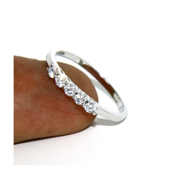 NSA|925 Rhodium: Riviera Women's ring with 5 zirconia white 2.0 mm