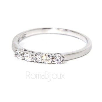 NSA|Argento 925 Rodiato : anello donna riviera con 5 zirconi bianchi da 2.0 mm