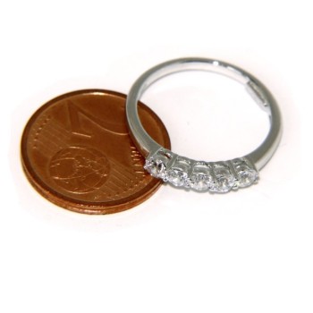 NSA|925 Rhodium: Riviera Women's Ring of 5 cubic zirconia 2.5 mm