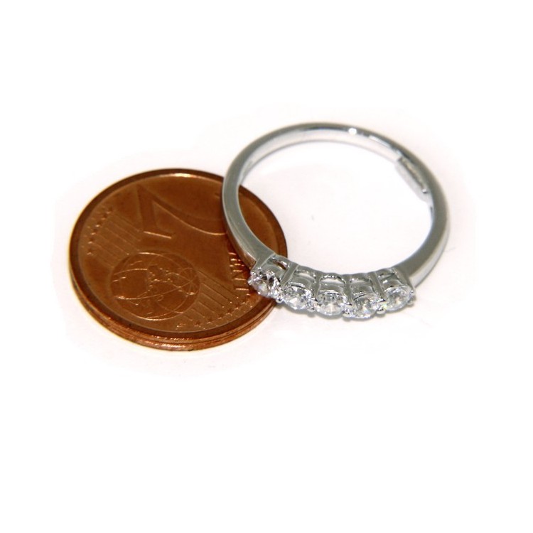 NSA|925 Rhodium: Riviera Women's Ring of 5 cubic zirconia 2.5 mm