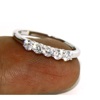 NSA|925 Rhodium: Riviera Women's Ring of 5 cubic zirconia 2.5 mm