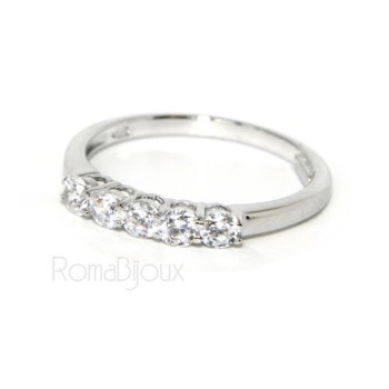 NSA|925 Rhodium: Riviera Women's Ring of 5 cubic zirconia 2.5 mm