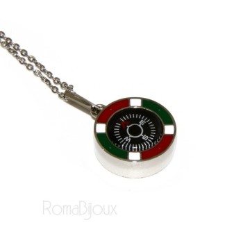 NSA|Steel: Exclusive necklace rolo 'man woman pendant Italian flag and compass