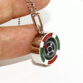 NSA|Steel: Exclusive necklace rolo 'man woman pendant Italian flag and compass