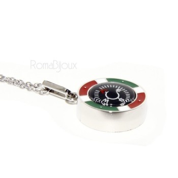 NSA|Steel: Exclusive necklace rolo 'man woman pendant Italian flag and compass